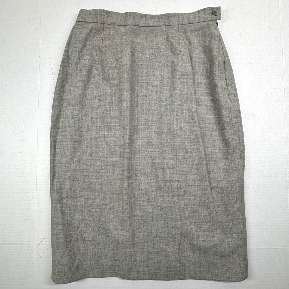 Rena Rowan Wool Stretch Pencil Skirt Womens 8 Gray Preppy Career Academia EUC